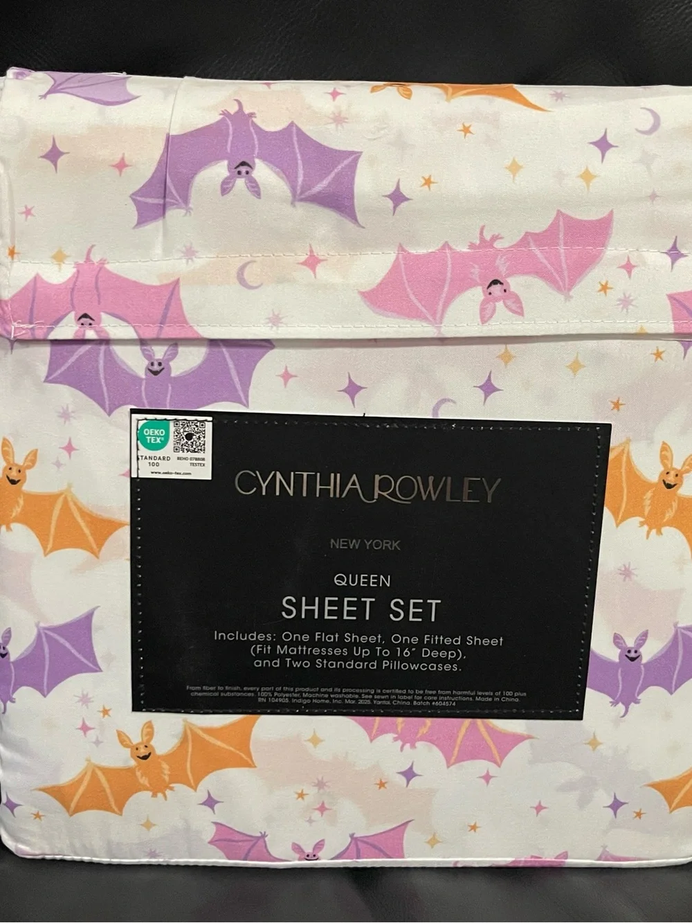 Halloween CYNTHIA ROWLEY Happy Bats Queen Sheet Set